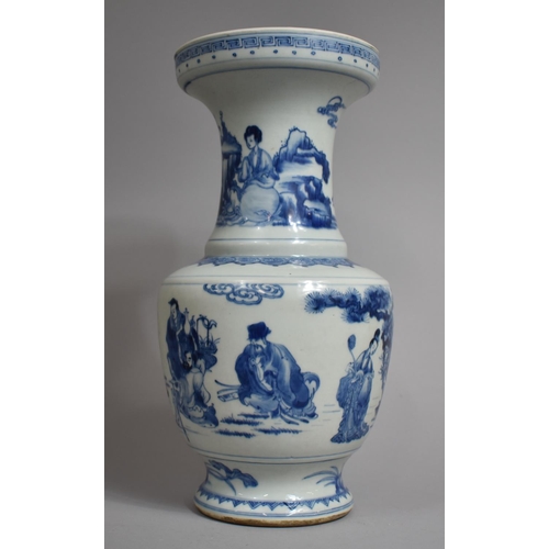 296 - A Chinese Blue and White Vase Decorated with Figures and Immortals in Exterior Setting with Deer, Ro... 