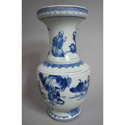 296 - A Chinese Blue and White Vase Decorated with Figures and Immortals in Exterior Setting with Deer, Ro... 