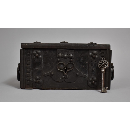 14 - A 17th Century Continental 'Armada' Steel Chest of Small Proportions, Probably German and with Studd... 