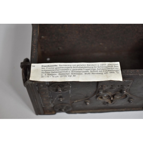 14 - A 17th Century Continental 'Armada' Steel Chest of Small Proportions, Probably German and with Studd... 