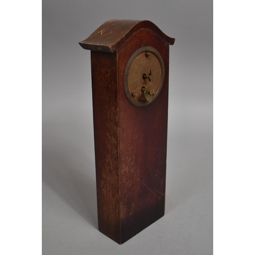 18 - An Edwardian Mahogany Mantle Clock of Tall Form with Remnants of Painted Ribbon and Bow Decoration t... 