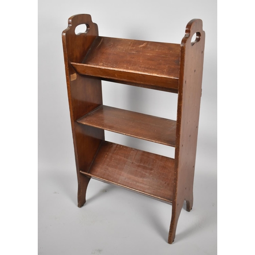 49 - An Edwardian Mahogany Three Tier Book Tough with Central Shelf, Two Carrying Handles, 49cm wide