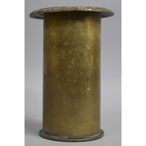 8 - A Trench Art Shell Base Converted to Spill Vase, 17cm high