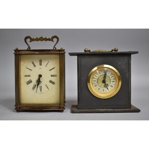 9 - Two Mid 20th Century Carriage Clocks, the Brass Example with Smiths 8 Day Movement, the Slate Exampl... 