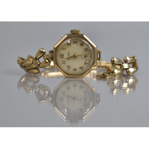 14 - A 9ct Gold Cased Ladies Vintage Rotary Wrist Watch on Gold Bracelet (Bracelet AF) Champagne Dial wit... 