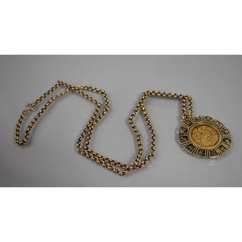 50 - A 1910 Full Sovereign Mounted on a 9ct Gold Zodiac Calendar Framed Pendant and with a 9ct Gold Itali... 