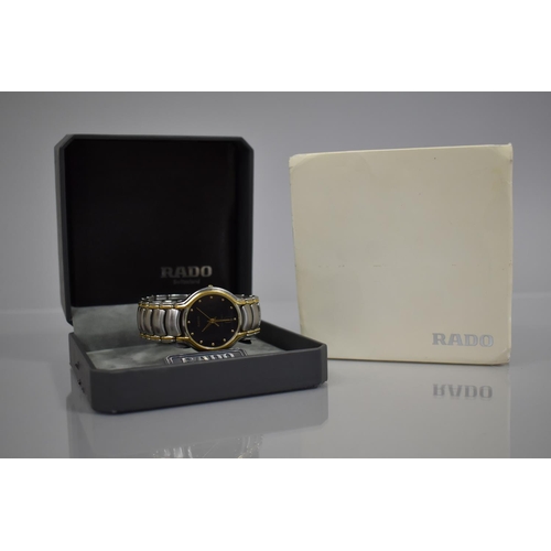 18 - A Rado Florence Wrist Watch, Black Face with Gold Coloured Hands and Dot Hour Markers, Inscribed Rad... 
