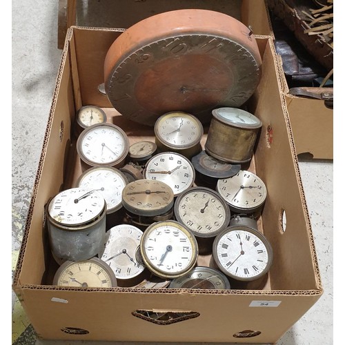 54 - A box box of clock movements. No in house shipping. Please arrange your own collection or packing an... 