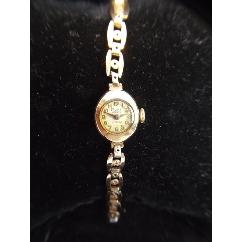 Rone, Incabloc, Ladies 17 jewel swiss watch with 9ct gold case.Rolled ...
