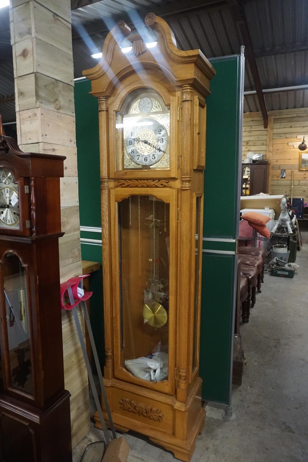 large grandfather battery operated clock
