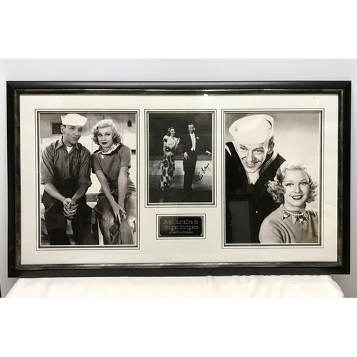 760 - Large framed photograph prints, Authentic Autographs Fred Astaire and Ginger Rogers. 50 h x 94cms w ... 