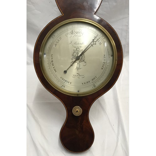 936 - A fine quality 18thC single dial mercuried mahogany barometer by J.Pastorelli London. 95cms h x 27cm... 