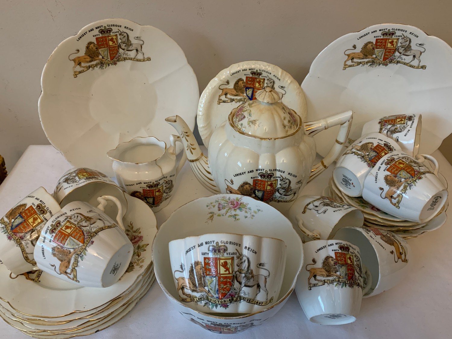A Foley China commemorative tea service, 'Longest and Most Glorious