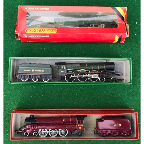 28 - Lot of 3 boxed model trains including Hornby LMS 6202 Turbomotive in good condition, Hornby King Hen... 