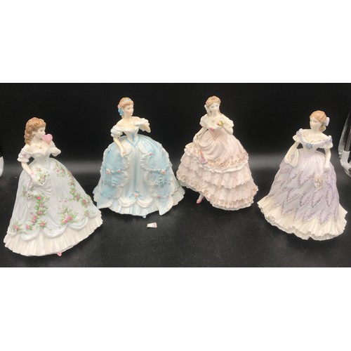48 - Royal Worcester collection of 4 figurines, Romance of the Victorian Era, Fairest Rose - 7300 of 1250... 