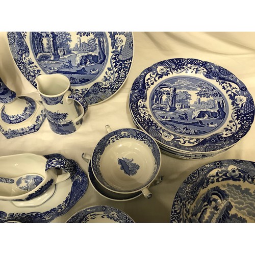 36 - A large collection of Spode Italian blue and white dinner ware to include 35 assorted pieces, cake p... 