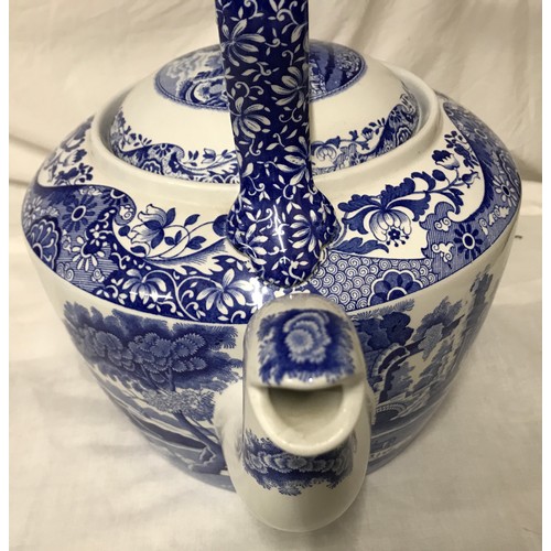 39 - Spode Italian blue and white large kettle height to handle 32cms.