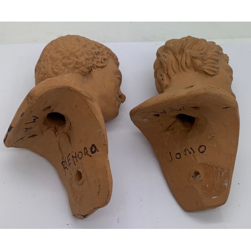 9 - Two Italian terracotta heads, typical of the characters used in Neapolitan nativity puppetry. From a... 