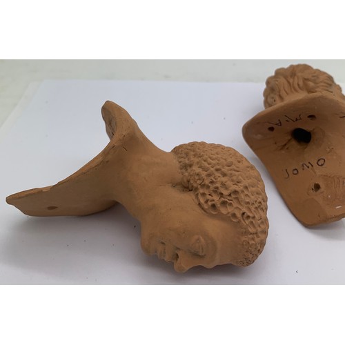 9 - Two Italian terracotta heads, typical of the characters used in Neapolitan nativity puppetry. From a... 