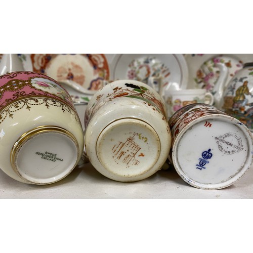16 - An assortment of mostly 19thC ceramics to include cups, saucers, plates, jugs etc. All a/f.