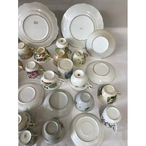 20 - A selection of various 19thC ceramics to include Minton cup and saucer, Ridgway cup and saucer, Hild... 