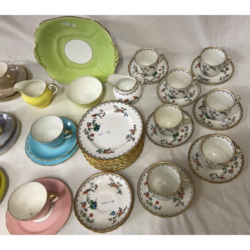 44 - Two part tea services to include Adderley 1 x cake plate, jug, sugar bowl, 5 x cups, 5 x saucers, 6 ... 