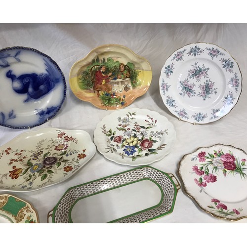 47 - A collection of 9 plates of various sizes and design by Royal Doulton, Crown Ducal, Booth, Spode Cop... 