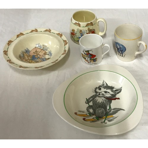 51 - A collection of 5 ceramic items to include a Royal Doulton 'Bunnykins' mug and bowl, Spode Copeland ... 