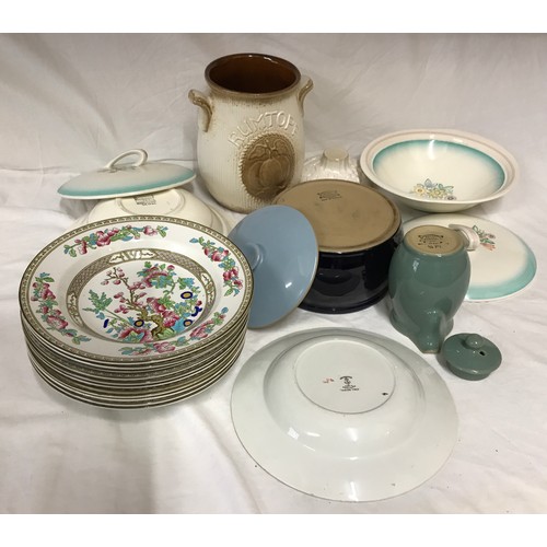52 - A collection of kitchen and table ware ceramics to include 2 x Ringwood ware Wood and sons tureens, ... 