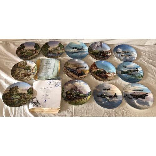 57 - Royal Worcester decorative plates collection of 13 assorted designs, Farm Scene, Canal Barges, Train... 