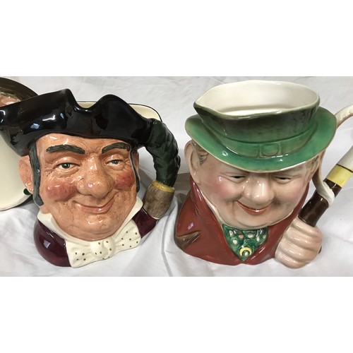 58 - Four Toby jugs, two Royal Doulton, Mine Host D 6468 and Sam Weller 13cm h, two Beswick Ware, Tony We... 