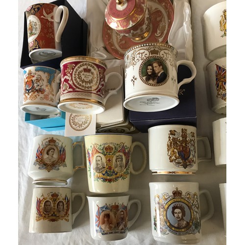 28 - A collection 15 of commemorative cups to include Royal Worcester, Buckingham Palace China, The Royal... 