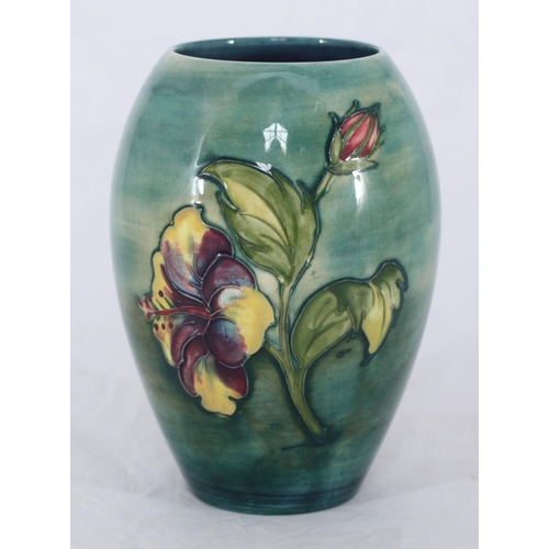 A Moorcroft Pottery Vase Of Ovoid Form Decorated In The Hibiscus