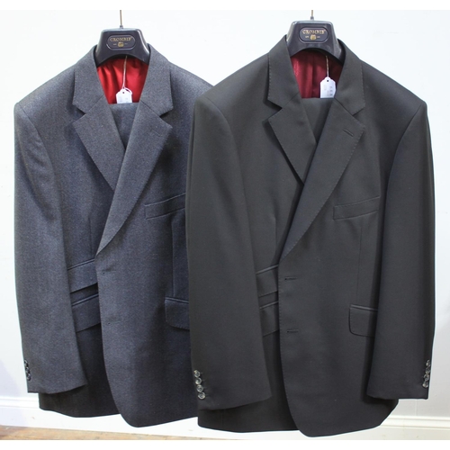 black suit with red lining