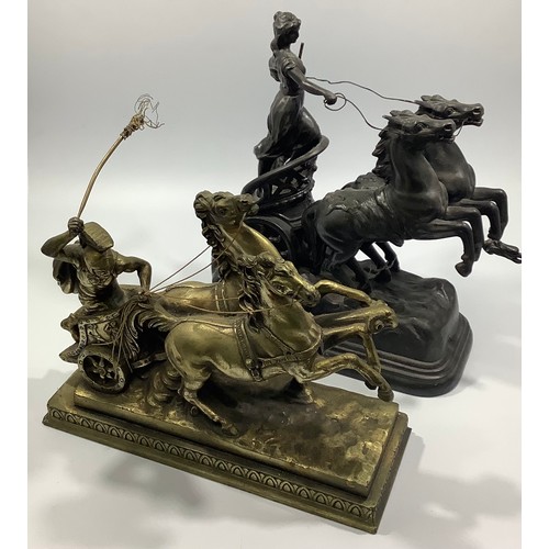 A brass figure group of a Roman centurion in a horse-drawn c... | Barnebys