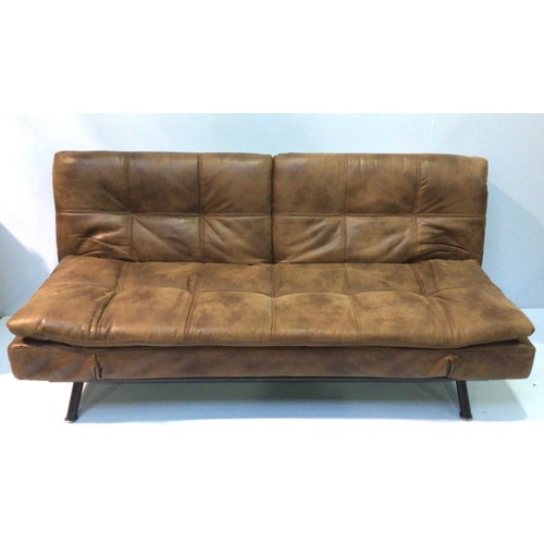 A contemporary brown leather sofa bed, with dropends and ba... Barnebys