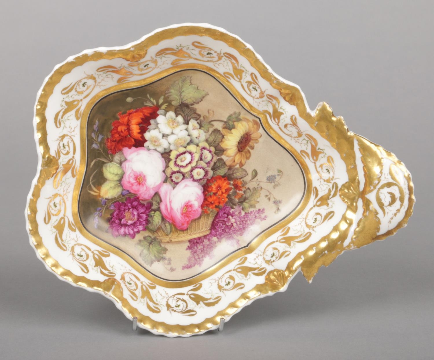 A fine Rockingham dessert dish with anthemion and gadroon moulding ...