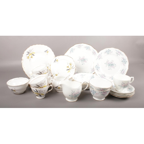 31 - Two Colclough part tea sets. To include pattern no 8378 & 6791 sugar bowls, milk jugs, salad plates ... 