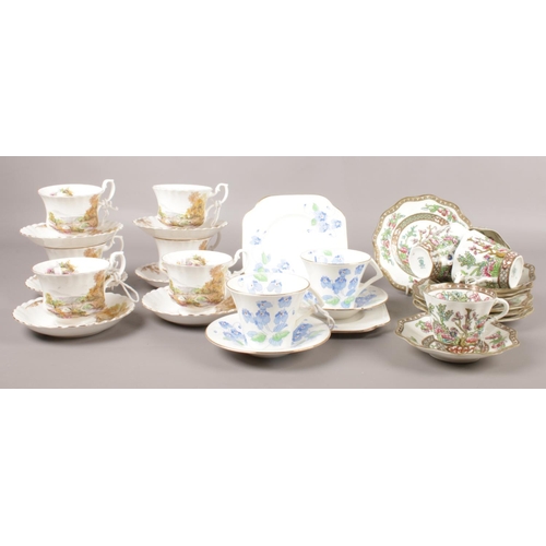 14 - A group of ceramic part tea sets. Royal Albert, Colclough, Coalport.