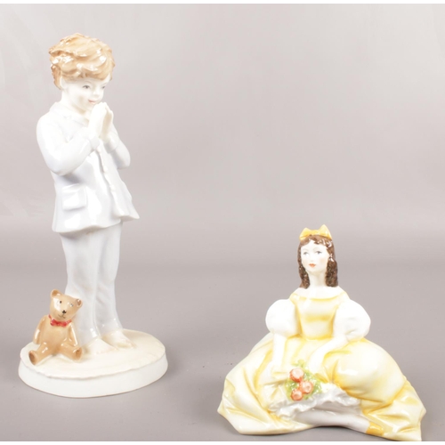 52 - Two Royal Worcester figures. 'Luke' from the 'I pray' series limited edition 1169/2,000 & 'Bridesmai... 