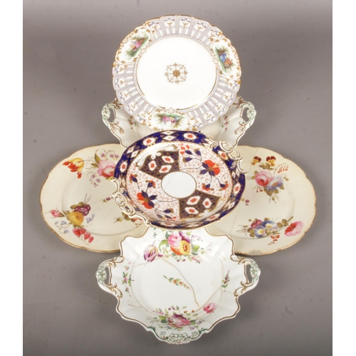23 - A Collection of Hand Painted Plates. Includes examples from Davenport in the Imari Pattern.