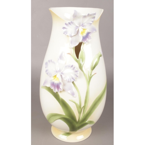 41 - A Large Franz 'Blue Orchid' Vase. Stamped to the Base.