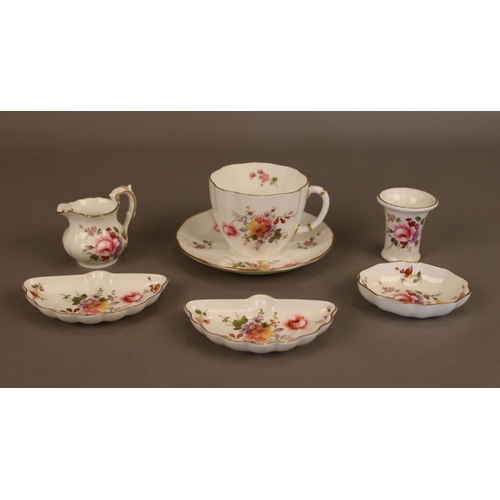 53 - Seven pieces of Royal Crown Derby (Derby Posies). To include Tea cup and saucer, pin dish and small ... 