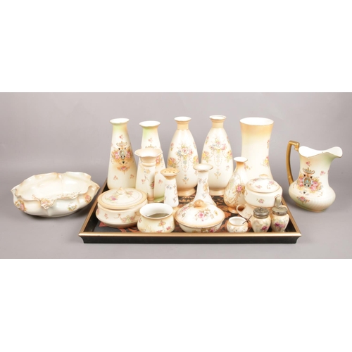 19 - A large selection of Crown Devon Fieldings and Ducal ceramics. To include vases, jugs and mustards p... 