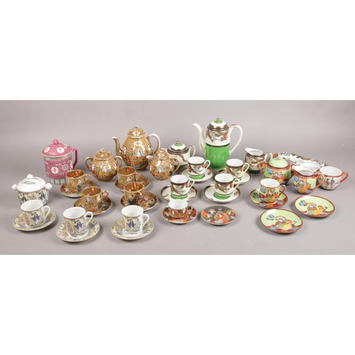 37 - Samurai tea sets and other wares. To include teapots, cups, saucers, milk jugs and sugar bowls etc.