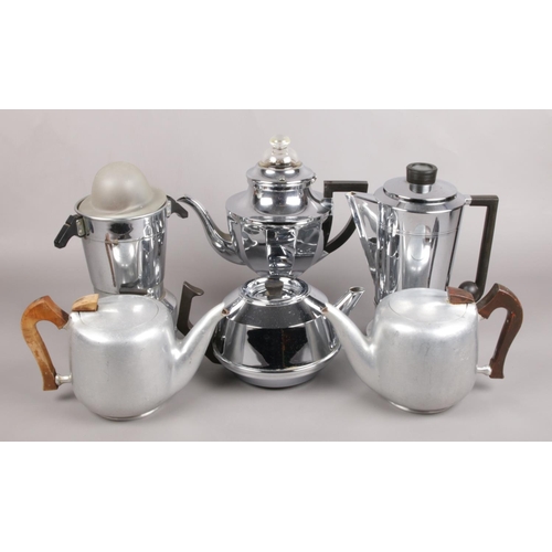 8 - A Selection of Chrome Art Deco Coffee Pots, to include examples from Picquot and Bullpit & Sons.
