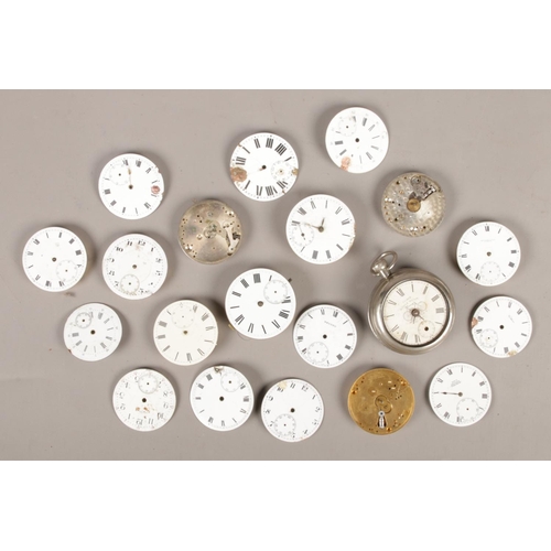 59 - An assortment of pocket watch movements. Includes Ingersoll Yankee Bicycle Watch.