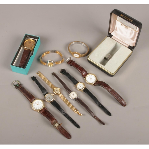 7 - A collection of ladies and gents quartz wristwatches. Includes Castle, Avia, Sekonda etc.