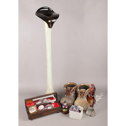 38 - A small collection of assorted items. To include a 'Jack in the Pulpit Vase', pair of composite boot... 