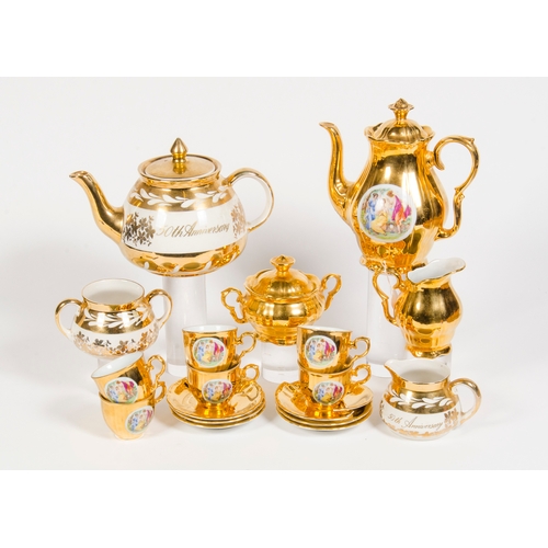 344 - A gold luster classical design tea set, Czechoslovakian.